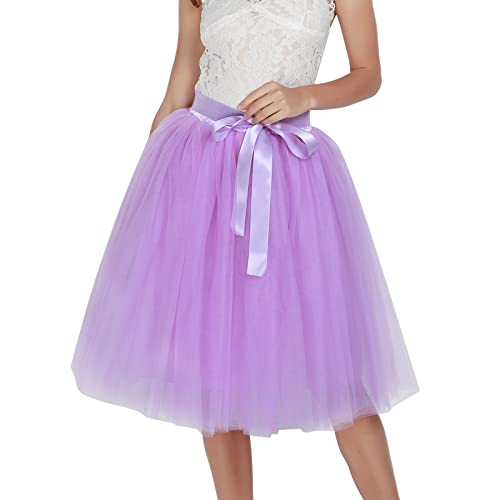 Tüllrock Damen Tutu Rock Midi Petticoat Hoch Taillierter A Linien Rockabilly Petticoat Mesh-Chiffon-Faltenrock Karneval Kostüm Tanzrock Unterrock Petticoat von MJIQING