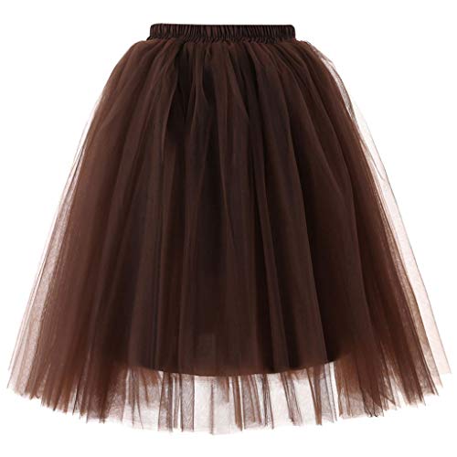 Tüllrock Damen Unterrock Tütü Rock Hohe Taille Elastische Petticoat Tüllrock Party Rockabilly Tüll Rock Midirock Crinoline Tanzrock Ballettrock Cosplay Festliche Kostüm von MJIQING