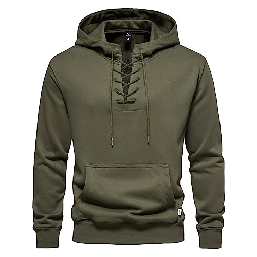 2023 Kapuzenpullover Für Herren Frühling Und Herbst Winter Baumwolle Trend Oversize Vintage Hooded Sweatshirt Angebunden Casual Männer Hoodie Pullover Hoodie Herren Schwarz Winter Streetwear (AG M) von MJISG