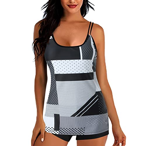 Blouson Tankini Swimsuits for Women Two Piece Slimming Swimsuits Flowy Tankini with Shorts Swimsuit Women Tummy Control Swim Tankini Two Piece Swimsuit for Women Plus Size(01-Black,M) von MJISG