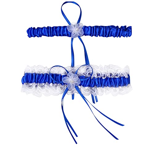 Strumpfband Braut Hochzeit Strumpfband Spitze Strumpfbänder Blau Brautstrumpfband 34-60cm Hochzeitsstrumpfband mit Schleife Spitzenstrumpfband für Brautschmuck Geschenk Wedding von MJISG