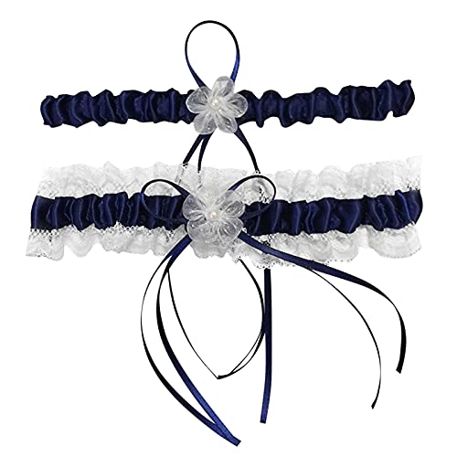 Strumpfband Braut Hochzeit Strumpfband Spitze Strumpfbänder Blau Brautstrumpfband 34-60cm Hochzeitsstrumpfband mit Schleife Spitzenstrumpfband für Brautschmuck Geschenk Wedding von MJISG