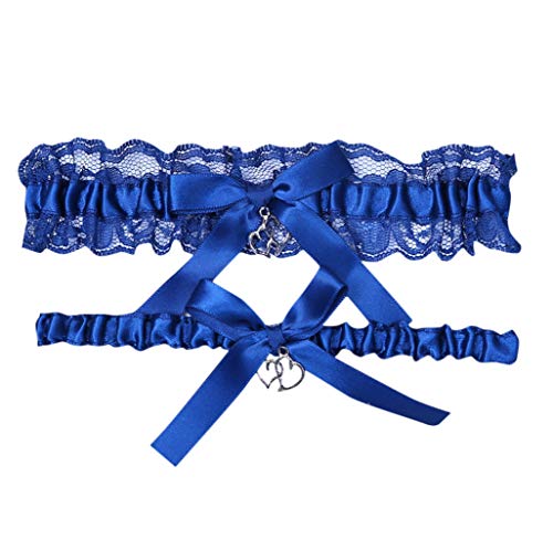 Strumpfband Braut Hochzeit Strumpfband Spitze Strumpfbänder Blau Brautstrumpfband 34-60cm Hochzeitsstrumpfband mit Schleife Spitzenstrumpfband für Brautschmuck Geschenk Wedding von MJISG