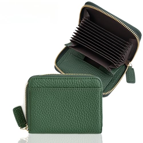 MJLOMJ Elegante RFID-blockierende Kartenhülle aus Leder – sicherer Kreditkartenhalter, schlanker Reise-Organizer für Damen & Herren (Multi-Slot-Design), grün, 11.5 x2. 3 x 9.3 cm, Modern von MJLOMJ