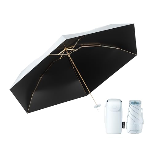 Reise Mini Regenschirm - leichter, klein，UV-geschützter Regenschirm - geeignet für Frauen, Mädchen, Kinder(Azurblau) von MJOFFIN
