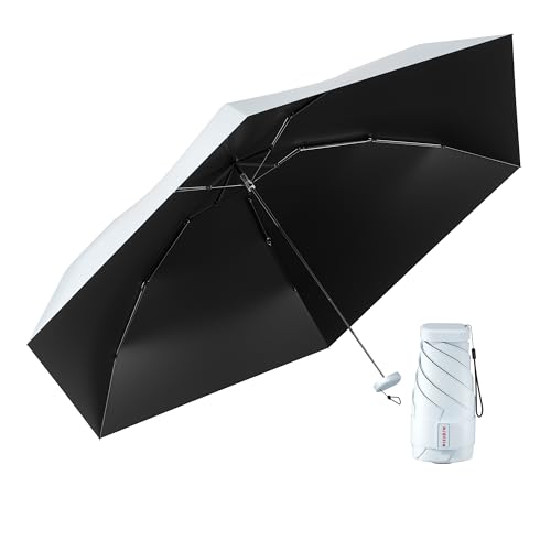 Reise Mini Regenschirm - leichter, klein，UV-geschützter Regenschirm - geeignet für Frauen, Mädchen, Kinder(Blassblau) von MJOFFIN
