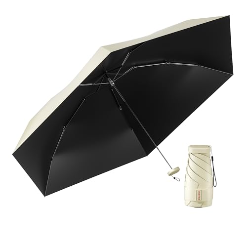 Reise Mini Regenschirm - leichter, klein，UV-geschützter Regenschirm - geeignet für Frauen, Mädchen, Kinder(Weiß) von MJOFFIN