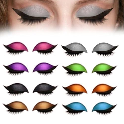 Lazy Eye Shadow Wimpernpflaster, 2025 Neue Lazy Eyelash Stickers, 2-in-1 Wiederverwendbare Augen-Make-up-Aufkleber, 3D Wasserfeste Lazy Eyeshadow Lashes, Bunte Lidstrich-Schablonen(1set) von MJOYIS