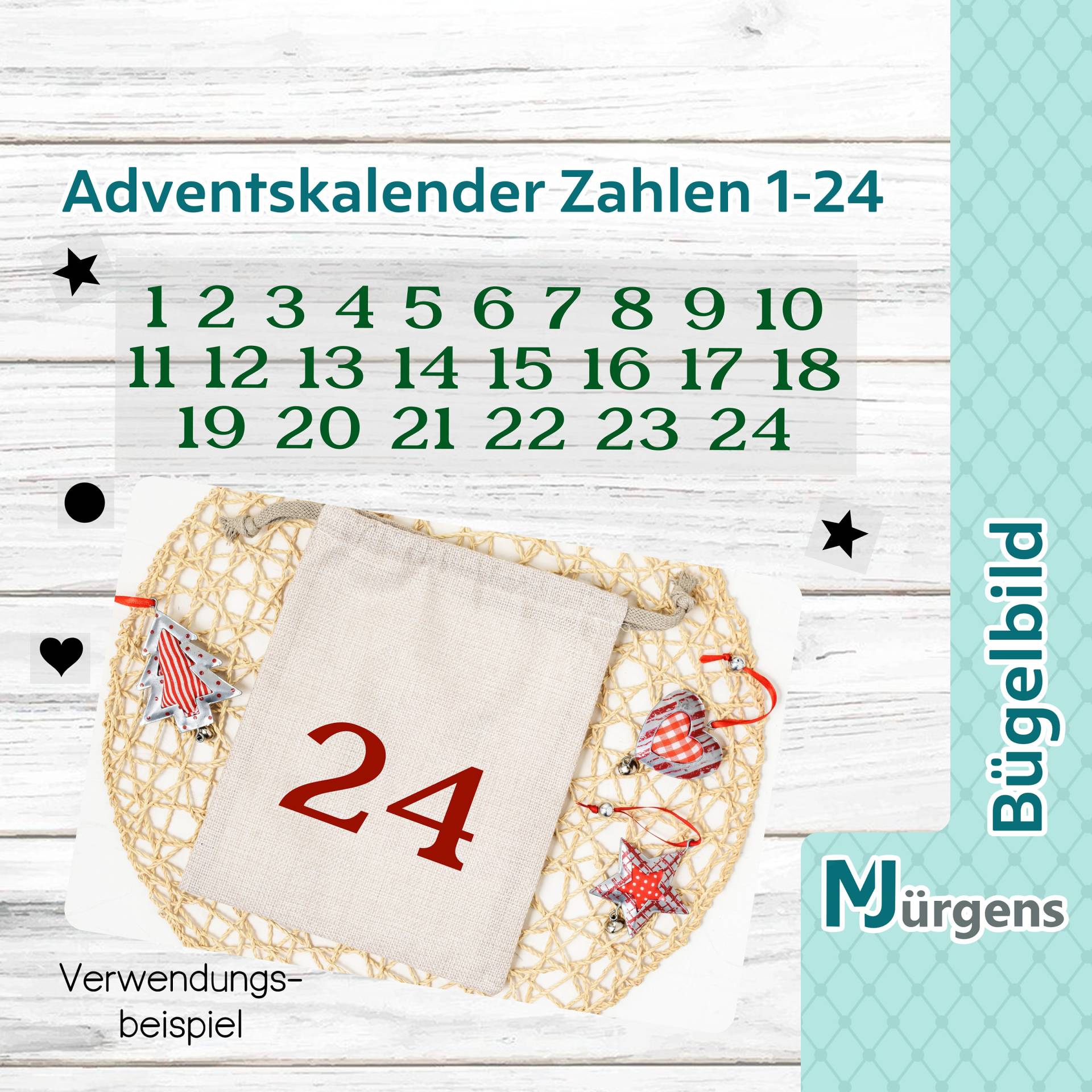 Adventskalender Zahlen Zum Aufbügeln Adventskalender Zahlen Zum Aufbügeln von MJuergensShop