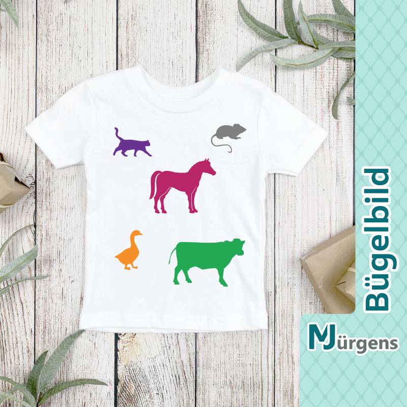Bauernhoftiere - Bügelbild Bild Zum Aufbügeln Personalisiert Motive Pferd Katze Hund Kuh Name Wunschtext Bauernhoftiere - Bügelbild Bild Zum Aufbügeln Personalisiert Motive Pferd Katze Hund Kuh Name Wunschtext von MJuergensShop