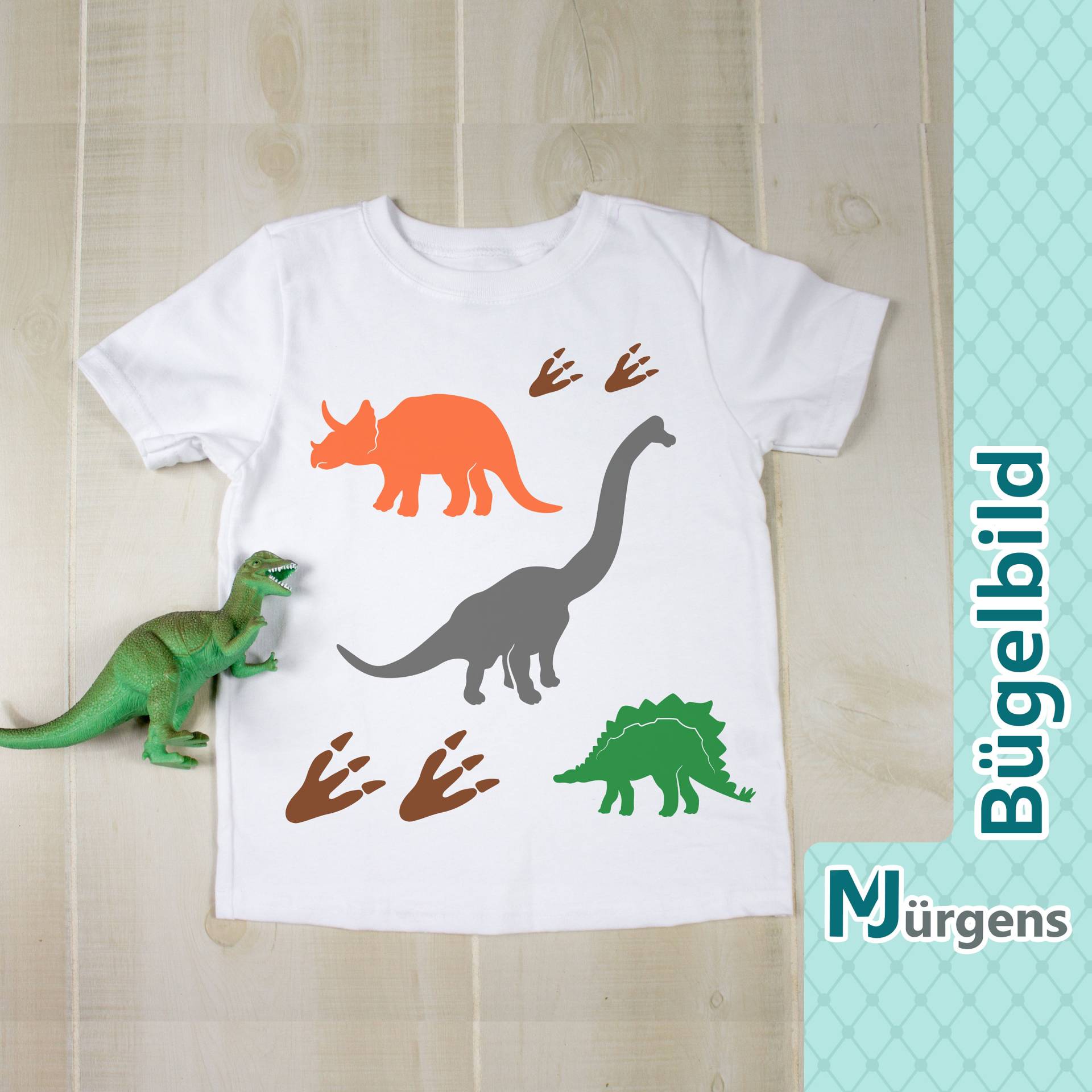 Dinosaurier - Bügelbild Bild Zum Aufbügeln Personalisiert Motive T-Rex Tyrannosaurus Triceratops Flugsaurier von MJuergensShop