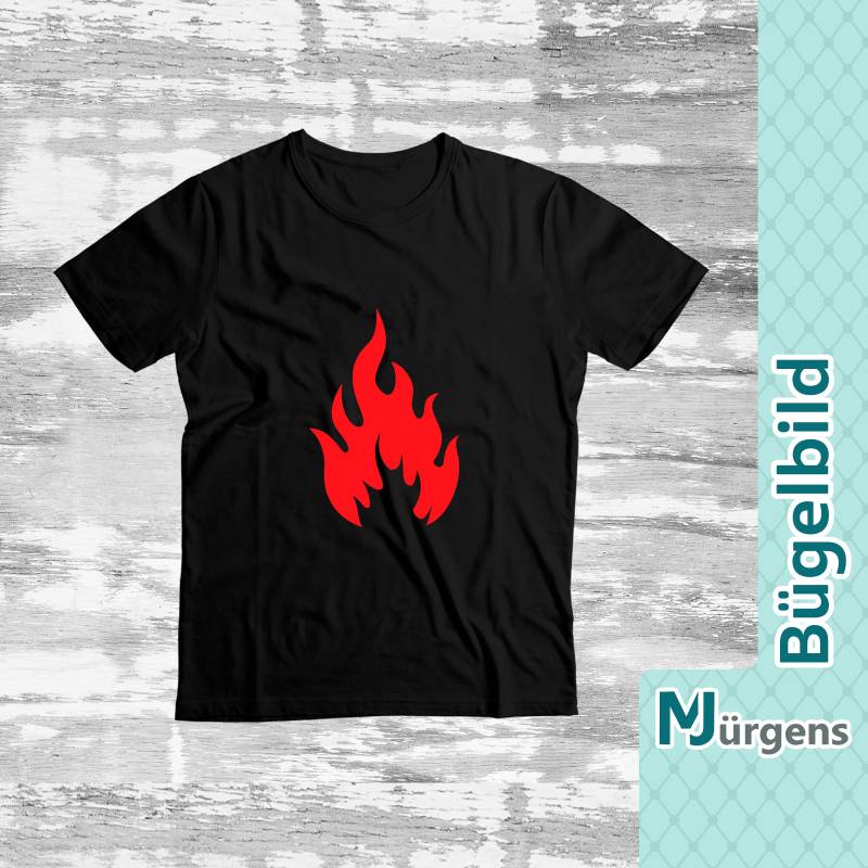 Flamme - Bügelbild Feuer Motiv Bild Zum Aufbügeln Feuerwehr Personalisiert Flammen von MJuergensShop