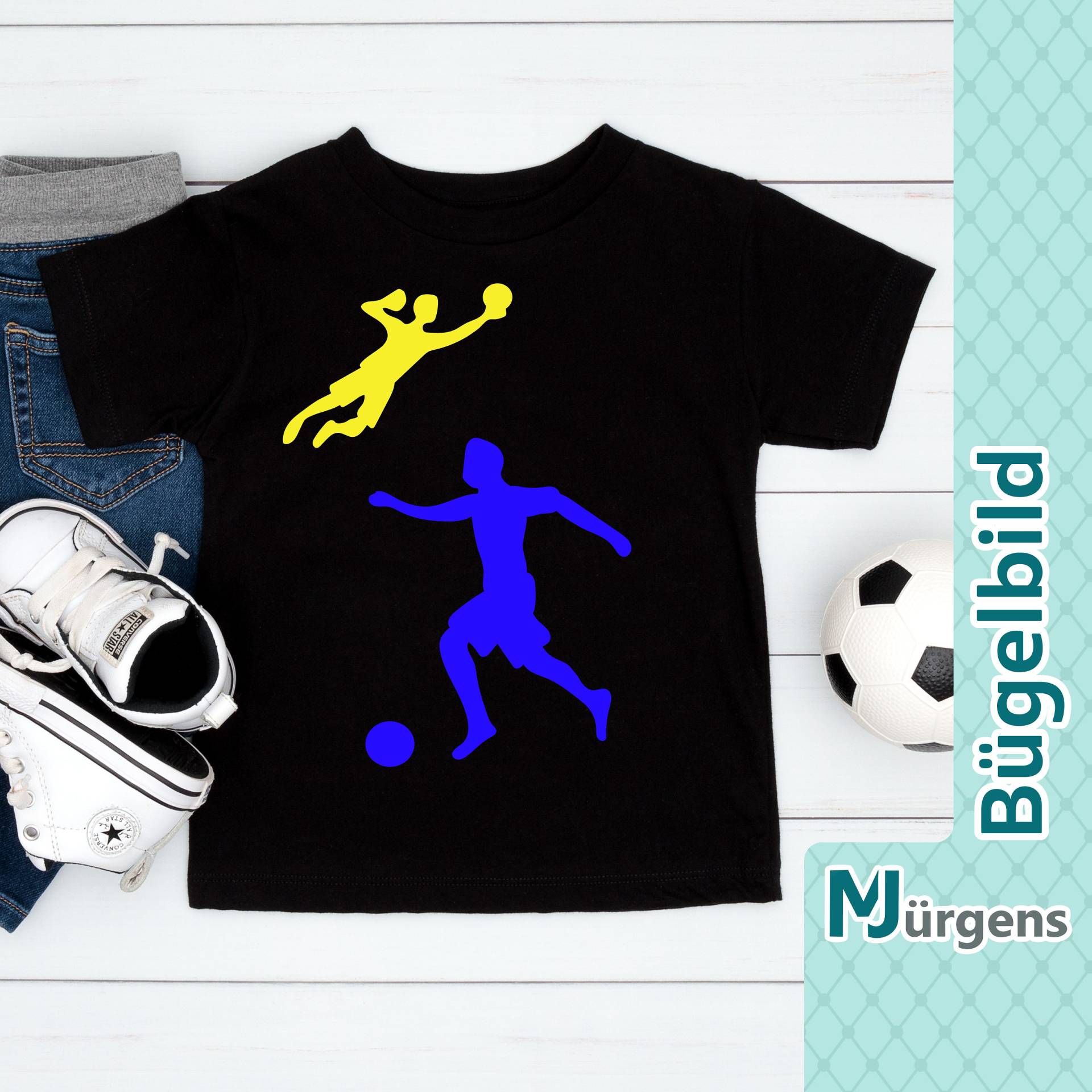 Fußball - Bügelbild Bild Zum Aufbügeln Personalisiert Motive Ball Torwart Spieler Tor von MJuergensShop