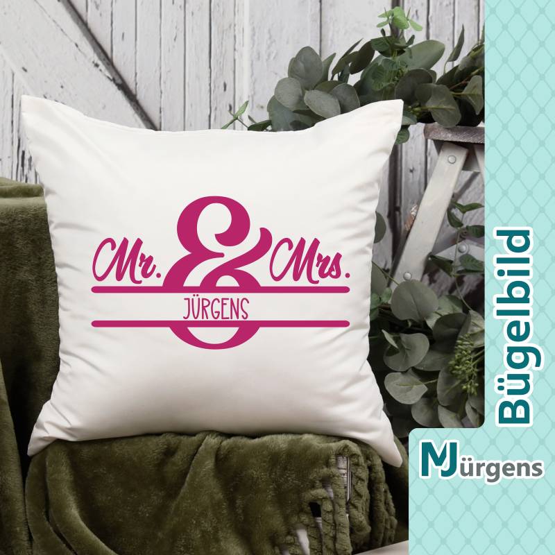 Hochzeit Motive - Bügelbild Mr & Mrs Bild Zum Aufbügeln Personalisiert von MJuergensShop