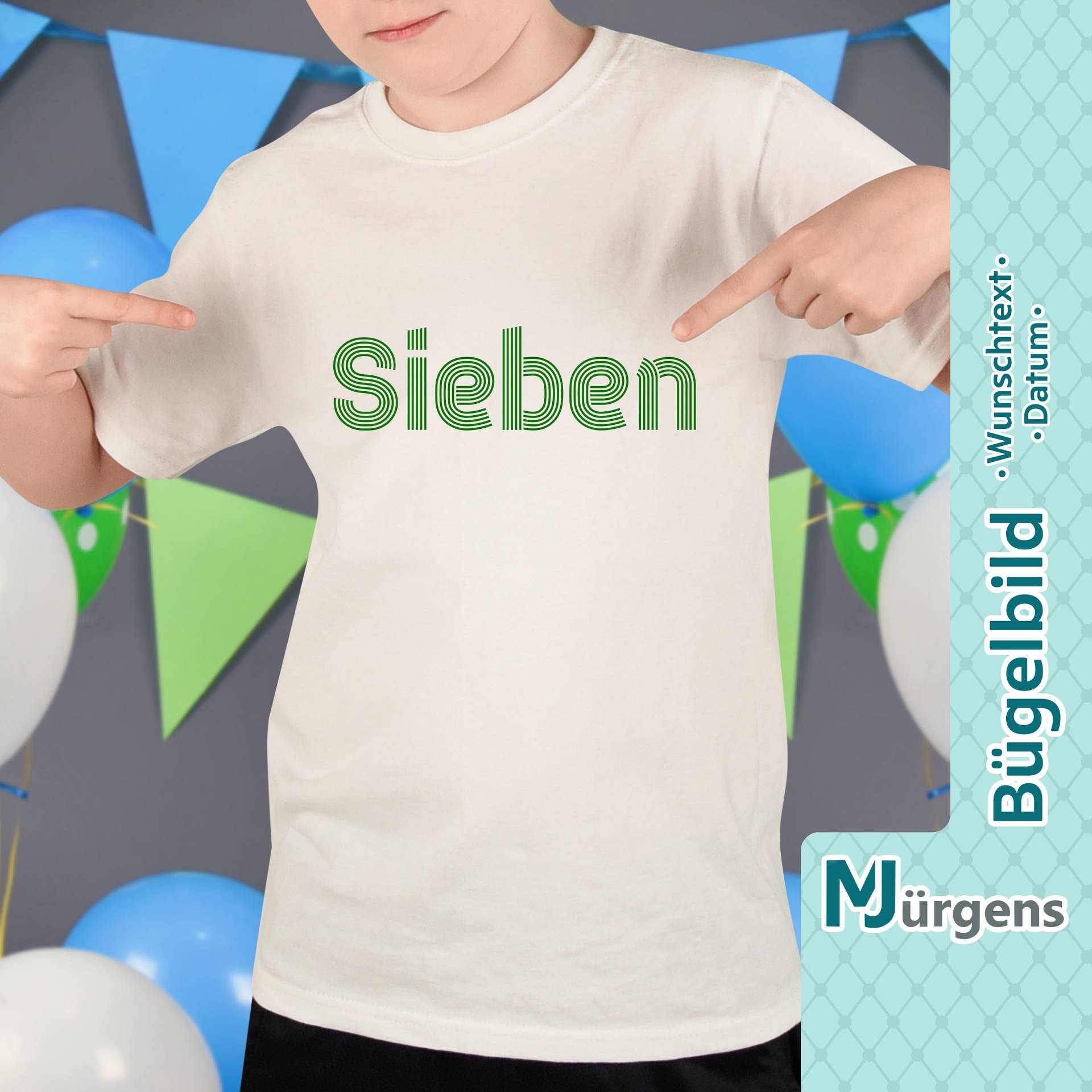 Linien Schriftzug Zum Aufbügeln - Zahl Datum Flex Flock Glitzer Personalisiert Wunschtext Bügelname Bügelbild Bügelfolie von MJuergensShop