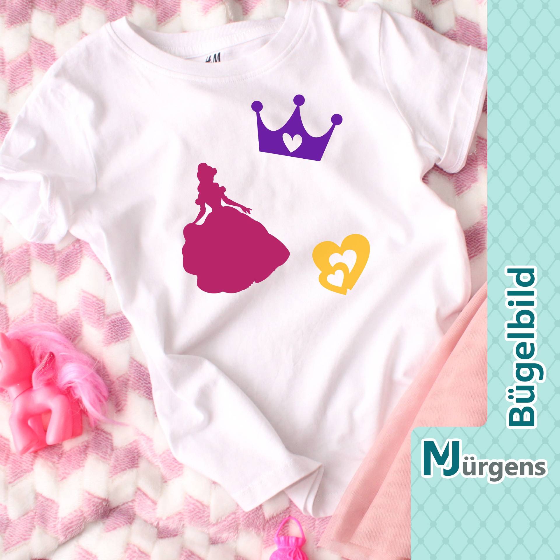 Prinzessin - Bügelbild Krone Bild Zum Aufbügeln Personalisiert Motive von MJuergensShop