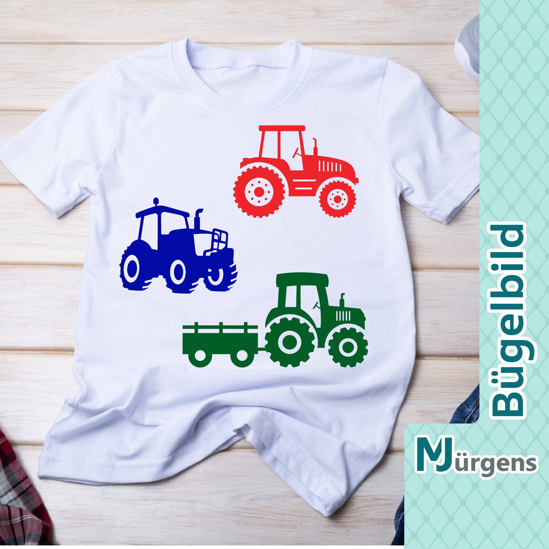 Traktor - Bügelbild Bild Zum Aufbügeln Personalisiert Motive Bauernhof Trecker Schlepper Name Wunschtext Traktor - Bügelbild Bild Zum Aufbügeln Personalisiert Motive Bauernhof Trecker Schlepper Name Wunschtext von MJuergensShop