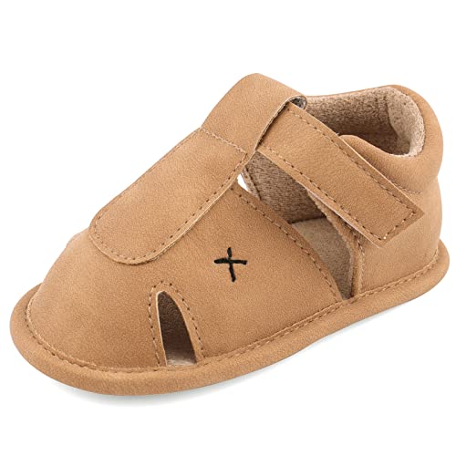 MK MATT KEELY Baby Jungen Weiche Sohle Sandalen Kleinkind Anti-Rutsch Sommer Krippe Schuhe,Khaki,0-6 Monate von MK MATT KEELY