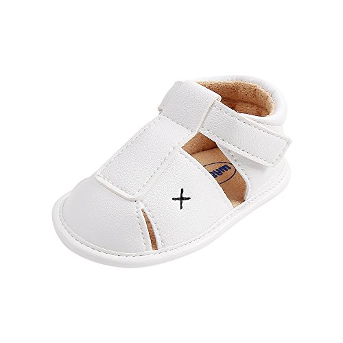 MK MATT KEELY Baby Jungen Weiche Sohle Sandalen Kleinkind Anti-Rutsch Sommer Krippe Schuhe,Weiß,6-12 Monate von MK MATT KEELY