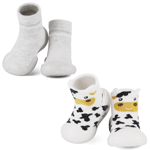 MK MATT KEELY 2 Paare Krabbelschuhe Baby Outdoor Lauflernschuhe Kinder Mädchen Jungen rutschfeste Gummisohle Sockenschuhe,Grau+Kuh,3-6 Monate MK MATT KEELY 2 Paare Krabbelschuhe Baby Outdoor Lauflernschuhe Kinder Mädchen Jungen rutschfeste Gummisohle Sockenschuhe,Grau+Kuh,3-6 Monate von MK MATT KEELY