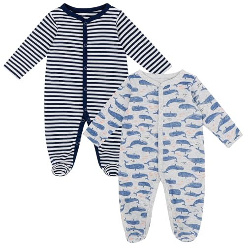 MK MATT KEELY 2er-Pack Baby Strampler Jungen Mädchen Neugeborene Baumwolle Schlafanzug Langarm Newborn Kleidung,Blauer Wal+Marine,10 11 12 Monate MK MATT KEELY 2er-Pack Baby Strampler Jungen Mädchen Neugeborene Baumwolle Schlafanzug Langarm Newborn Kleidung,Blauer Wal+Marine,10 11 12 Monate von MK MATT KEELY