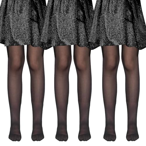 MK MATT KEELY 3er-Pack Strumpfhose Mädchen 20 DEN Dünne Feinstrumpfhose Leichte für Party Ballett Tanzuniform,Schwarz,5-6 Jahre von MK MATT KEELY