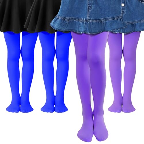 MK MATT KEELY 4er-Pack Strumpfhose Mädchen 80 DEN Kinderstrumpfhosen Ballett Blau Violett Tanzstrumpfhose Blickdichte,4 5 Jahre von MK MATT KEELY