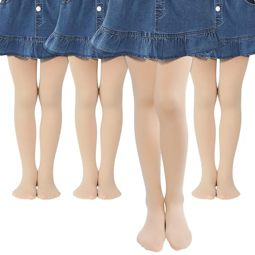 MK MATT KEELY 4er-Pack Strumpfhose Mädchen 80 DEN Kinderstrumpfhosen Ballett Hautfarben Tanzstrumpfhose Blickdichte,6 7 8 Jahre von MK MATT KEELY