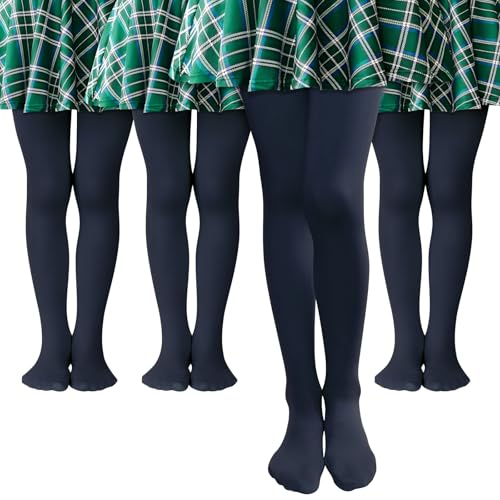 MK MATT KEELY 4er-Pack Strumpfhose Mädchen 80 DEN Kinderstrumpfhosen Ballett Marine Tanzstrumpfhose Blickdichte,6 7 8 Jahre von MK MATT KEELY