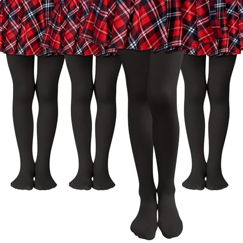 MK MATT KEELY 4er-Pack Strumpfhose Mädchen 80 DEN Kinderstrumpfhosen Ballett Schwarz Tanzstrumpfhose Blickdichte,9-12 Jahre von MK MATT KEELY