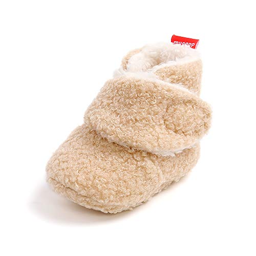 MK MATT KEELY Baby Jungen Mädchen Baumwolle Booties Neugeborenen Weiche Sohle Winterschuhe Unisex Warme Fleece Stiefel für Kleinkinder,Beige Stil 2,0-6 Monate von MK MATT KEELY