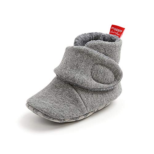 MK MATT KEELY Baby Jungen Mädchen Baumwolle Booties Neugeborenen Weiche Sohle Winterschuhe Unisex Warme Fleece Stiefel für Kleinkinder,Grau Stil 1,6-12 Monate von MK MATT KEELY