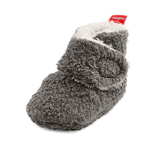 MK MATT KEELY Baby Jungen Mädchen Baumwolle Booties Neugeborenen Weiche Sohle Winterschuhe Unisex Warme Fleece Stiefel für Kleinkinder,Grau Stil 2,0-6 Monate von MK MATT KEELY