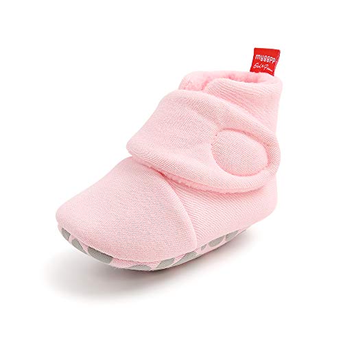 MK MATT KEELY Baby Jungen Mädchen Baumwolle Booties Neugeborenen Weiche Sohle Winterschuhe Unisex Warme Fleece Stiefel für Kleinkinder,Pink Stil 1,12-18 Monate von MK MATT KEELY