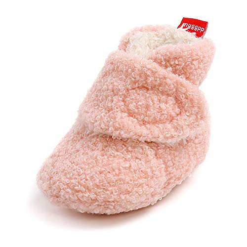 MK MATT KEELY Baby Jungen Mädchen Baumwolle Booties Neugeborenen Weiche Sohle Winterschuhe Unisex Warme Fleece Stiefel für Kleinkinder,Pink Stil 2,6-12 Monate von MK MATT KEELY