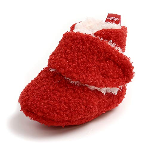 MK MATT KEELY Baby Jungen Mädchen Baumwolle Booties Neugeborenen Weiche Sohle Winterschuhe Unisex Warme Fleece Stiefel für Kleinkinder,Rot Stil 2,0-6 Monate von MK MATT KEELY