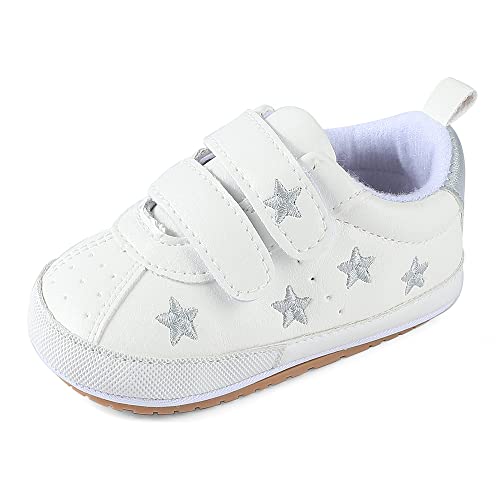 MK MATT KEELY Baby Jungen Mädchen Lauflernschuhe PU Leader Krabbelschuhe mit Weich Gummi Anti-Rutsch Sohle 12-18 Monate,Grau von MK MATT KEELY