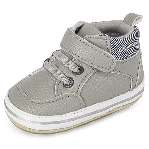 MK MATT KEELY Baby Jungen Mädchen Lauflernschuhe PU Leader Krabbelschuhe mit Weich Gummi Anti-Rutsch Sohle 6-12 Monate,Grau2 von MK MATT KEELY