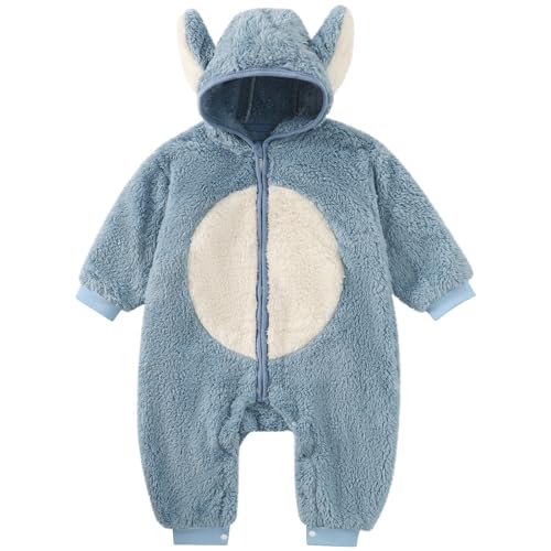 MK MATT KEELY Baby Jungen Mädchen Strampler 2-20 Monate Baby Winter Kleidung Neugeborene Warm Hoodie Schlafanzug,Blau Bär,2-6 Monate von MK MATT KEELY