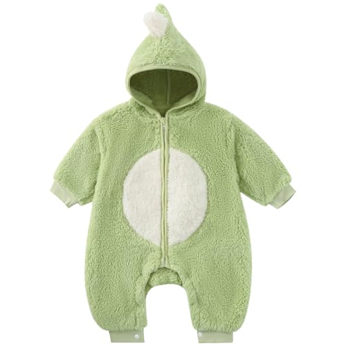 MK MATT KEELY Baby Jungen Mädchen Strampler 2-20 Monate Baby Winter Kleidung Neugeborene Warm Hoodie Schlafanzug,Grün Dinosaurier,12-20 Monate von MK MATT KEELY