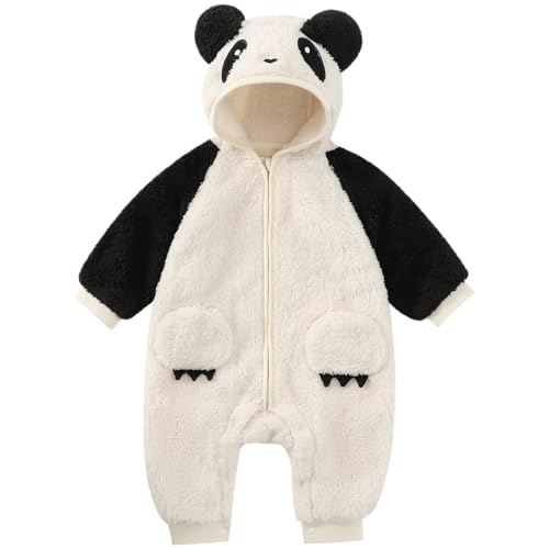 MK MATT KEELY Baby Jungen Mädchen Strampler 2-20 Monate Baby Winter Kleidung Neugeborene Warm Hoodie Schlafanzug,Weiß Panda,12-20 Monate von MK MATT KEELY