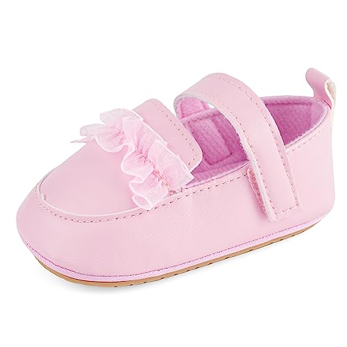 MK MATT KEELY Baby Mädchen Prinzessin Schuhe Kleinkind Party Ballerinas PU-Leder Lauflernschuhe mit Weicher rutschfeste Sohle,Rosa,12-18 Monate von MK MATT KEELY