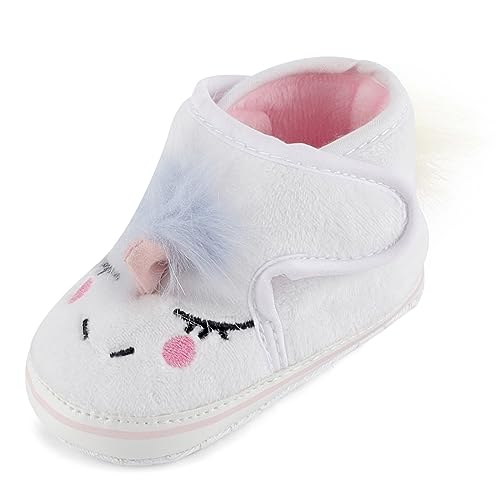 MK MATT KEELY Baby Mädchen Schuhe Baumwolle Warm Krabbelschuhe rutschfest Weiche Sohle Slipper Boots,Weiß,6-12 Monate von MK MATT KEELY