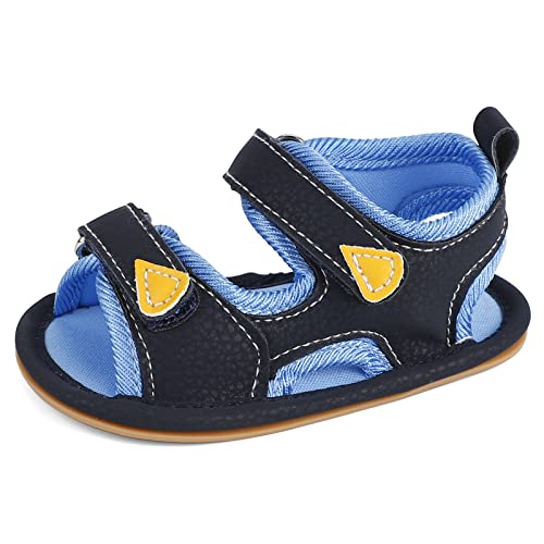 MK MATT KEELY Baby Sandalen Mädchen Jungen Sommer Krabbelschuhe Lauflernschuhe mit Gummi Anti-Rutsch Sohlen,Blau,12-18Monate von MK MATT KEELY