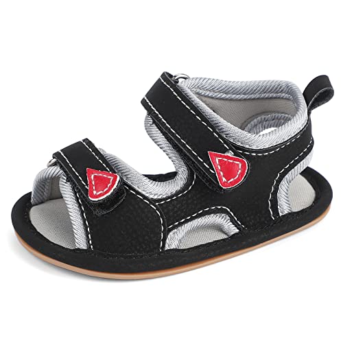 MK MATT KEELY Baby Sandalen Mädchen Jungen Sommer Krabbelschuhe Lauflernschuhe mit Gummi Anti-Rutsch Sohlen,Grau,6-12Monate von MK MATT KEELY