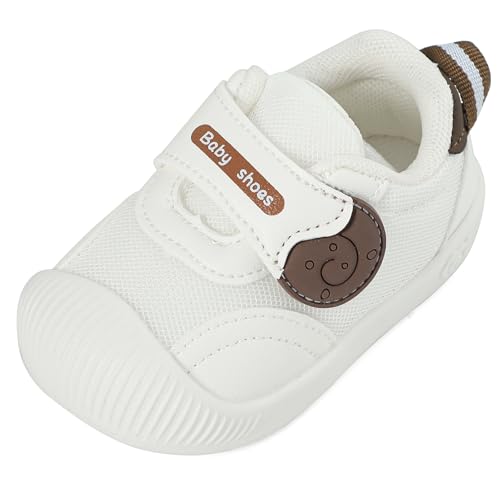 MK MATT KEELY Baby Schuhe Junge Mädchen Lauflernschuhe Kinderschuhe Weiche Sohle rutschfeste Atmungsaktiv Leichte Turnschuhe,Weiß,24 EU von MK MATT KEELY