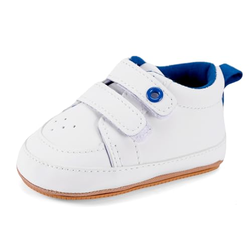 MK MATT KEELY Baby Schuhe Jungen PU Leder 1 Jahr Lauflernschuhe Krabbelschuhe Sneaker mit Weiche Anti-Rutsch Sohle,Blau,12-18 Monate von MK MATT KEELY