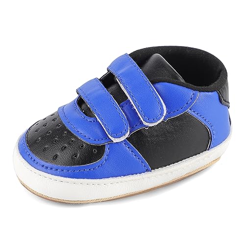 MK MATT KEELY Baby Schuhe Jungen PU Leder 1 Jahr Lauflernschuhe Krabbelschuhe Sneaker mit Weiche Anti-Rutsch Sohle,Blau,3-6 Monate von MK MATT KEELY