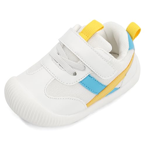 MK MATT KEELY Baby Schuhe Lauflernschuhe Mädchen Jungen Atmungsaktiv Leader Krabbelschuhe für 0-4 Jahre mit Sohle rutschfeste,Gelb,EU 18 von MK MATT KEELY