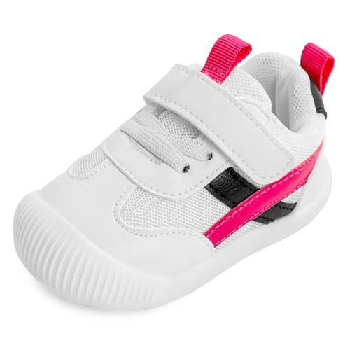 MK MATT KEELY Baby Schuhe Lauflernschuhe Mädchen Jungen Atmungsaktiv Leader Krabbelschuhe für 0-4 Jahre mit Sohle rutschfeste,Rosenrot,EU 21 von MK MATT KEELY